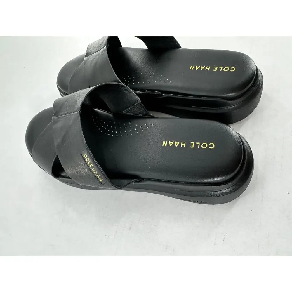 Cole Haan Shoes 7.5 Grandpro Rally Slide Sandals Black Leather Platform